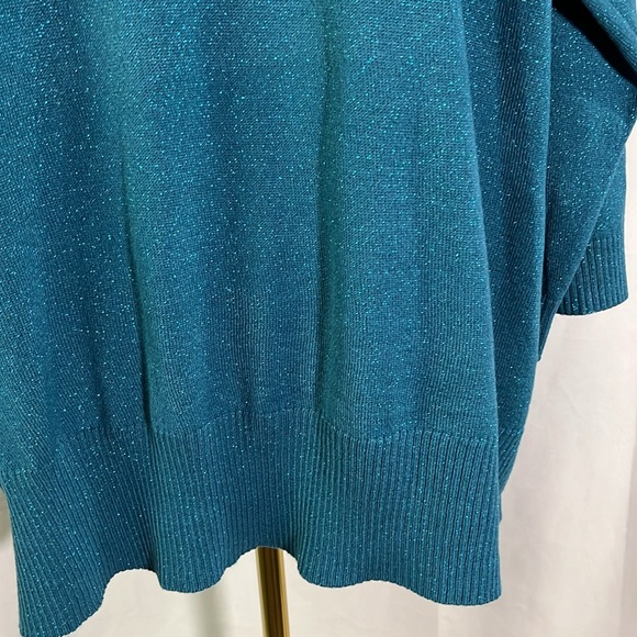 NWT Karen Scott Teal Rhinestone Embellished Glittery Twofer Cardigan - Picture 14 of 16